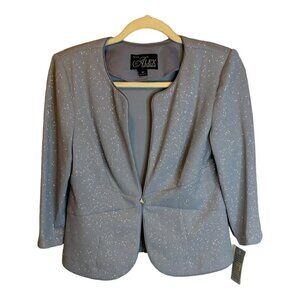 Alex Evenings Jacket Women's Size 8P Petite Blazer Sparkles Formal Blue NEW‎